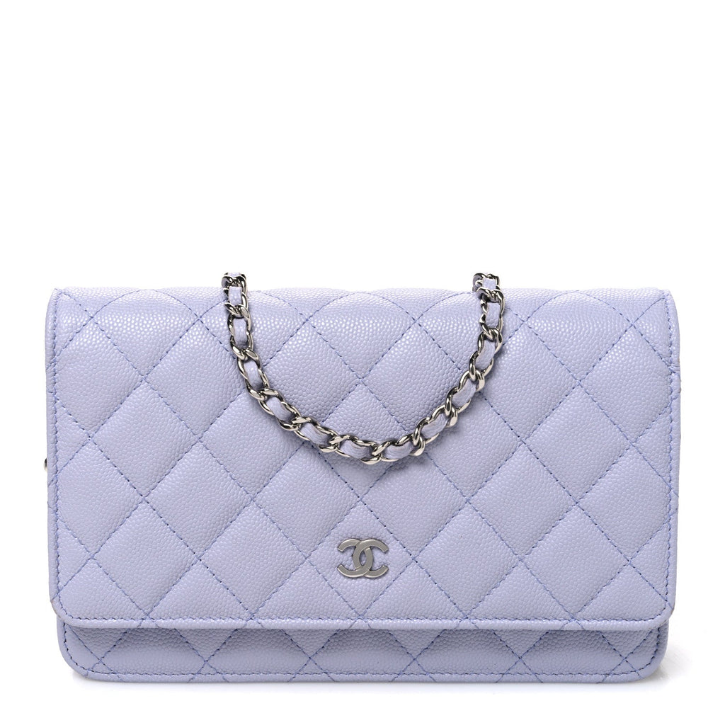 Caviar Quilted Wallet on Chain WOC Light Purple wholesalehk.shop
