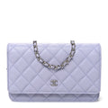 Caviar Quilted Wallet on Chain WOC Light Purple wholesalehk.shop