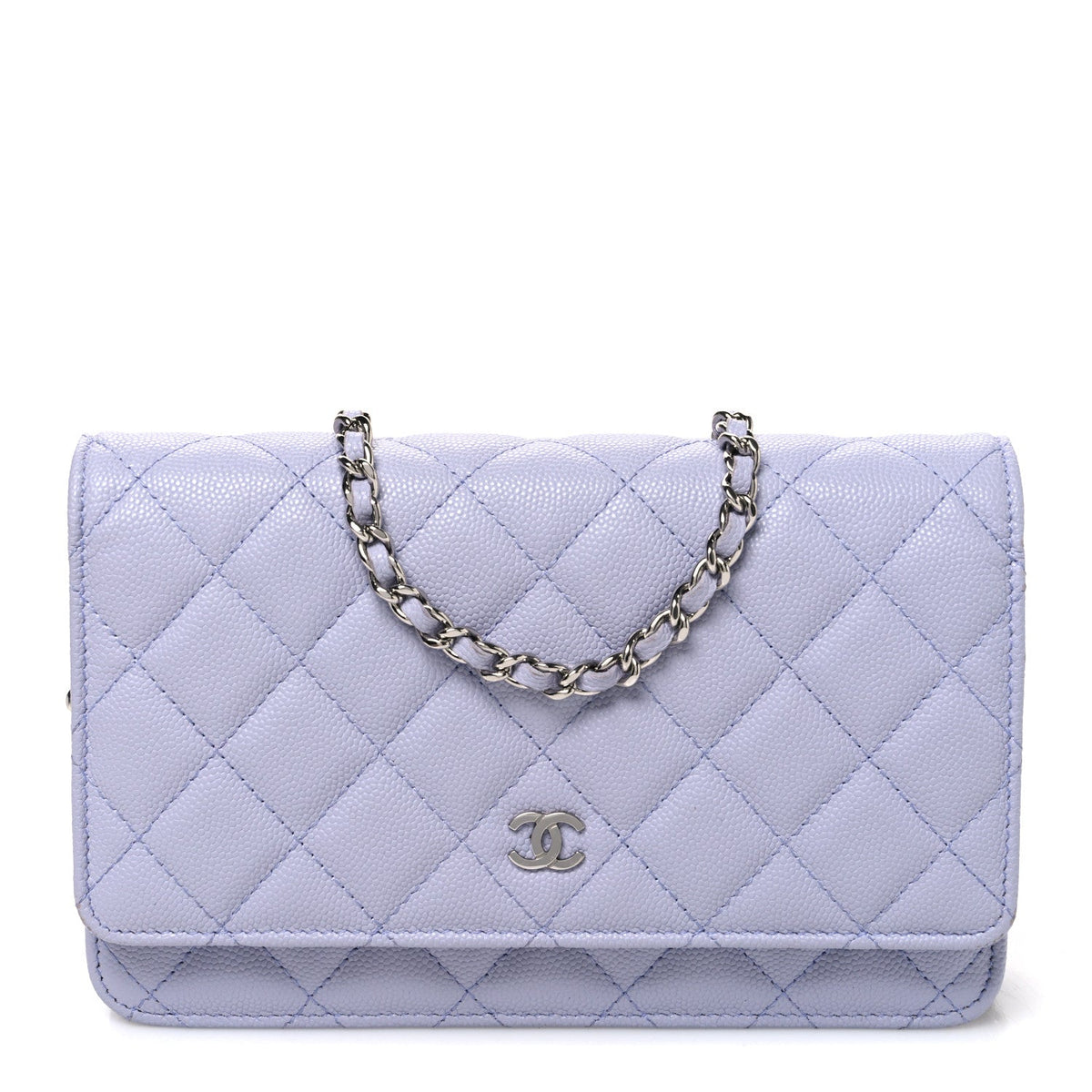 Caviar Quilted Wallet on Chain WOC Light Purple wholesalehk.shop