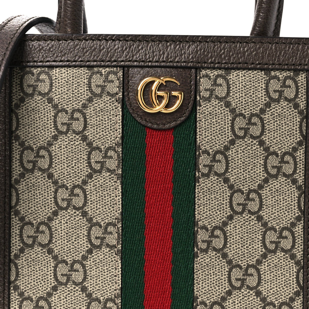 GG Supreme Monogram Textured Dollar Calfskin Web Super Mini Ophidia Mini Tote Bag Beige Ebony New Acero wholesalehk.shop