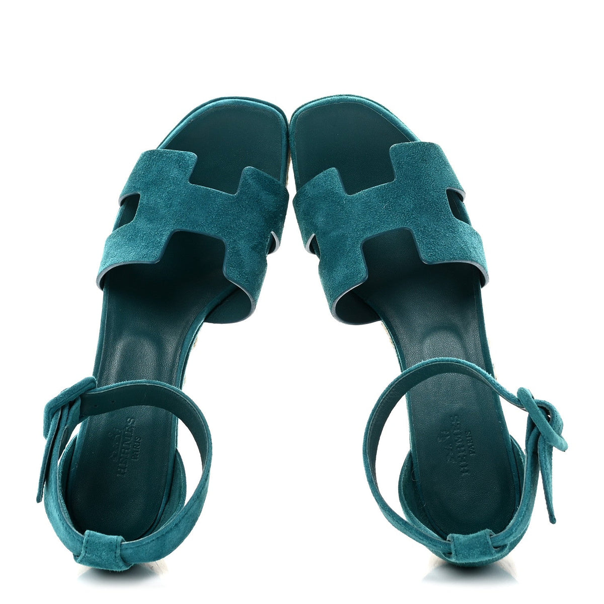 Suede Goatskin Elda Espadrille Wedge Sandals 38 Vert Oxford wholesalehk.shop