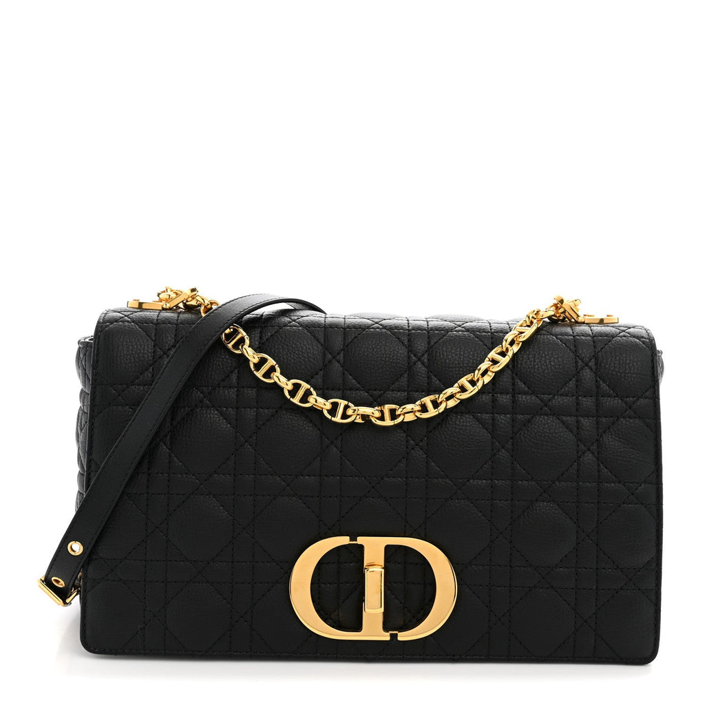 Grained Calfskin Cannage Large Caro Bag Black wholesalehk.shop