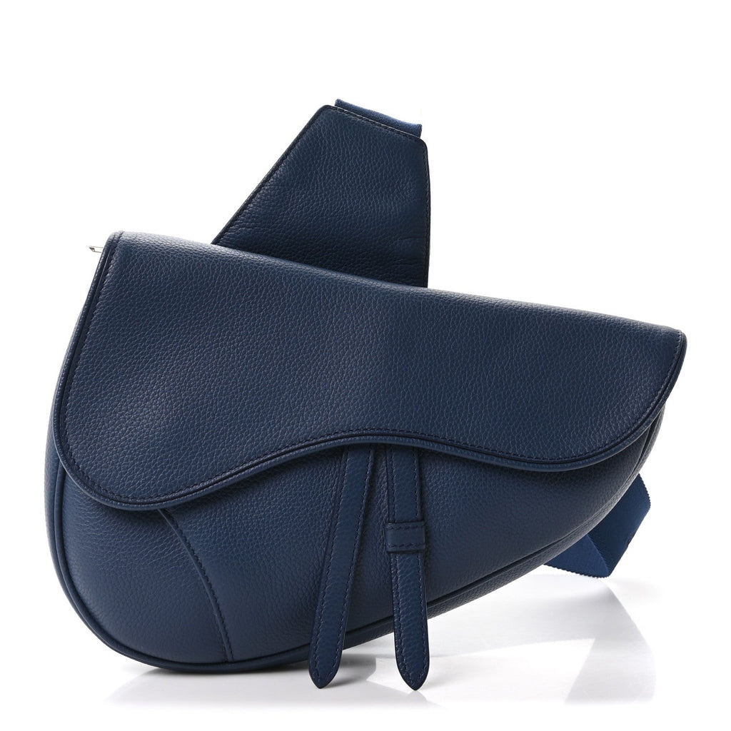 Grained Calfskin Mens Saddle Bag Navy Blue wholesalehk.shop