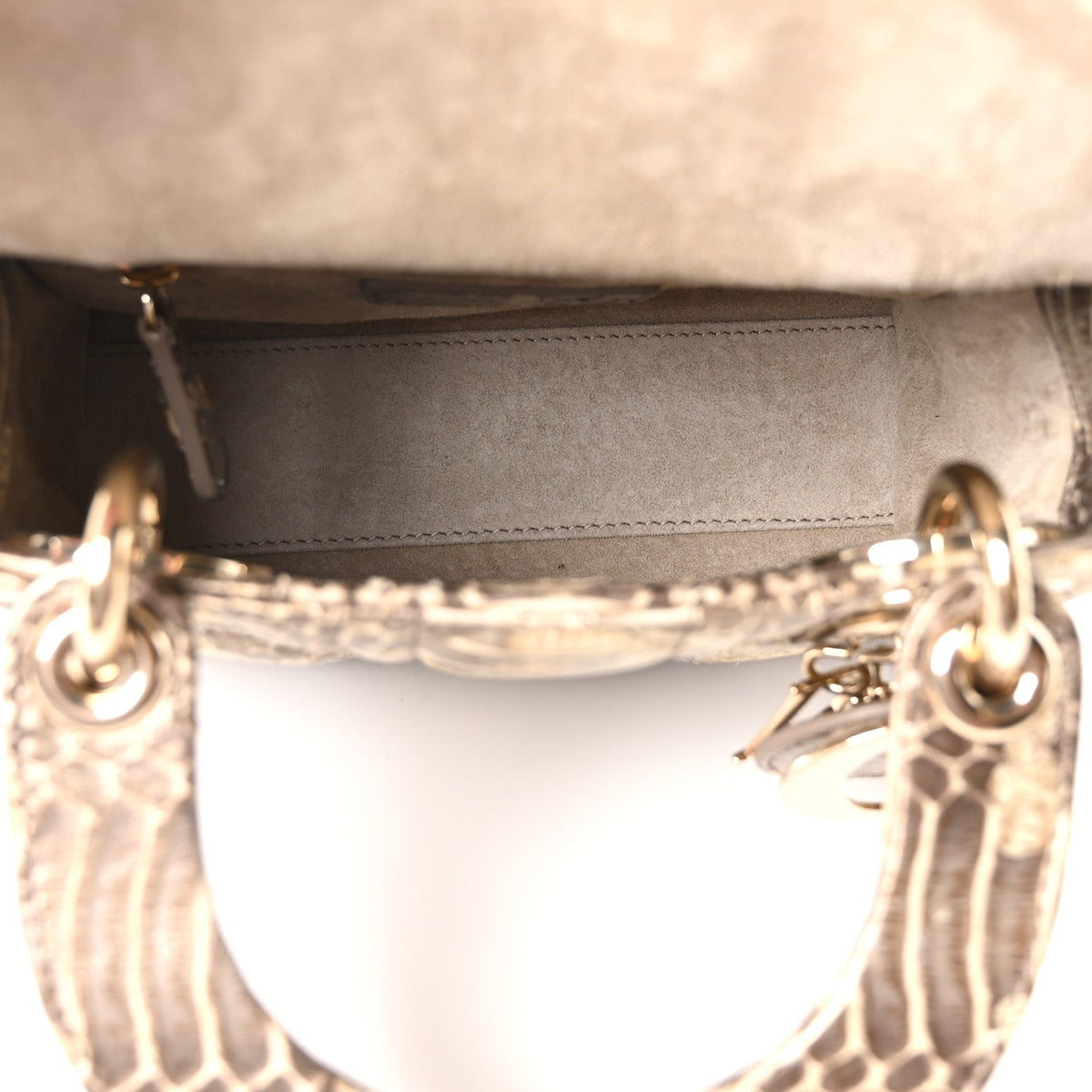 Metallic Snakeskin Cannage Mini Lady Dior Beige wholesalehk.shop