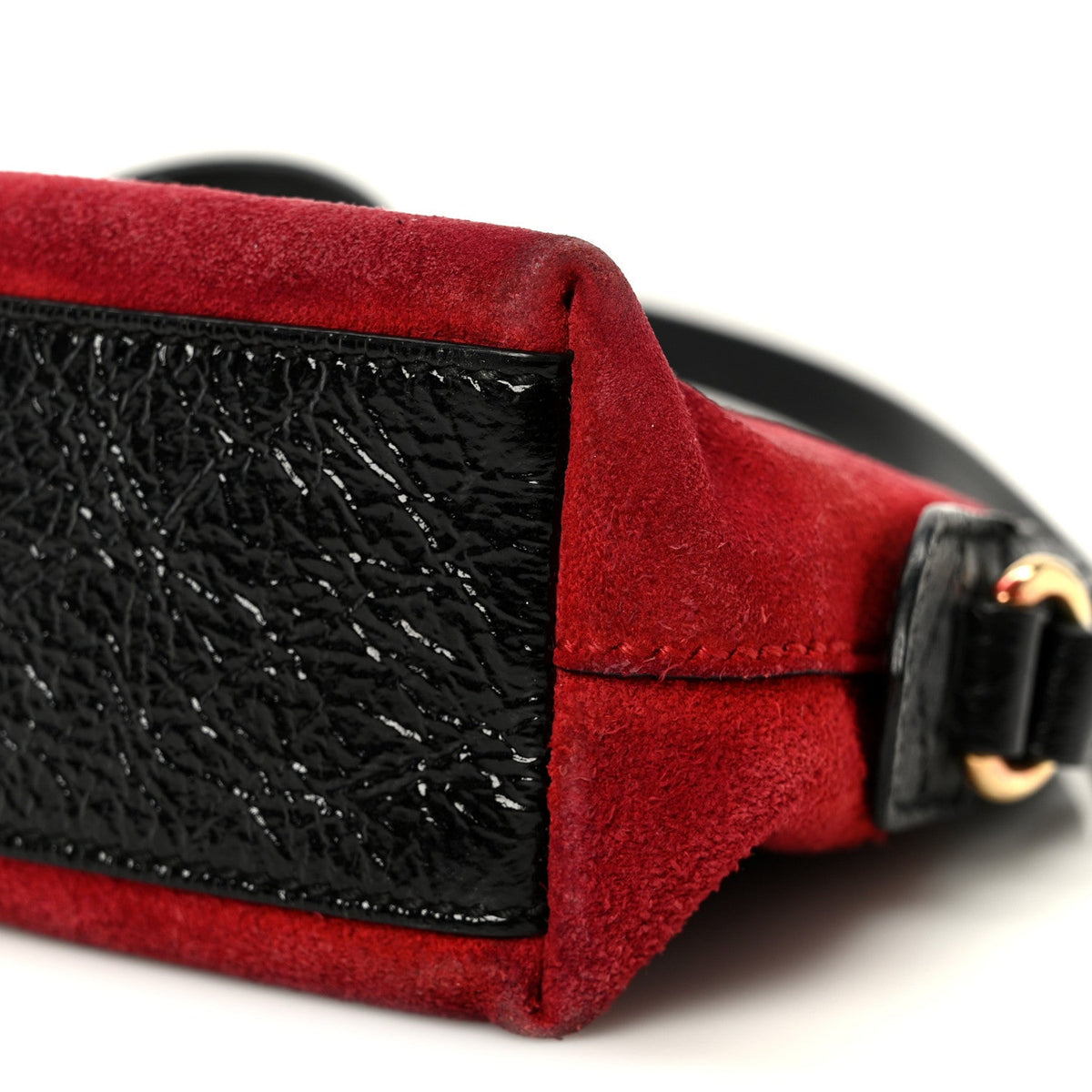 Suede Patent Web GG Small Ophidia Dome Shoulder Bag Hibiscus Red wholesalehk.shop