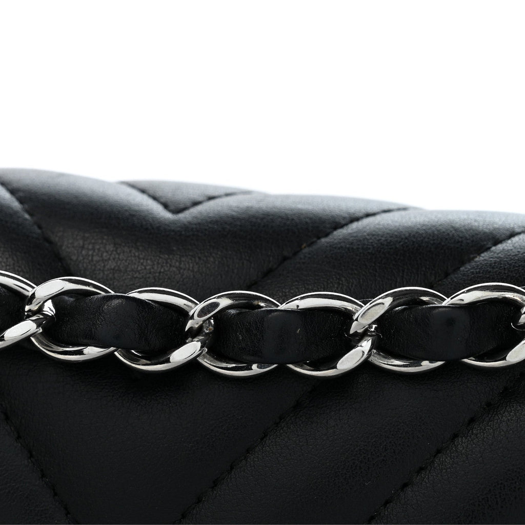 Lambskin Chevron Quilted Medium Double Flap Black wholesalehk.shop