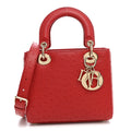 Ostrich Small Lady Dior Red wholesalehk.shop