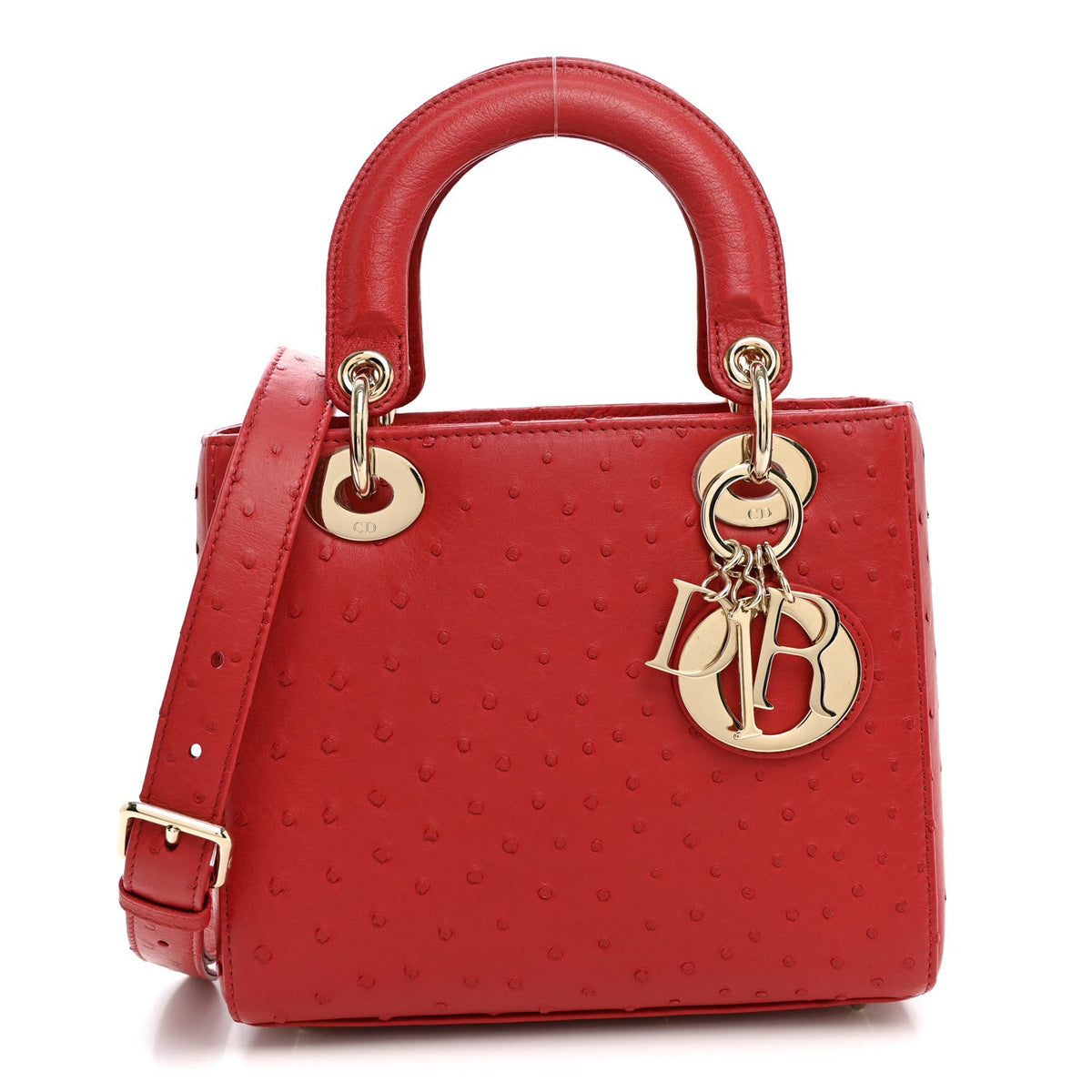 Ostrich Small Lady Dior Red wholesalehk.shop