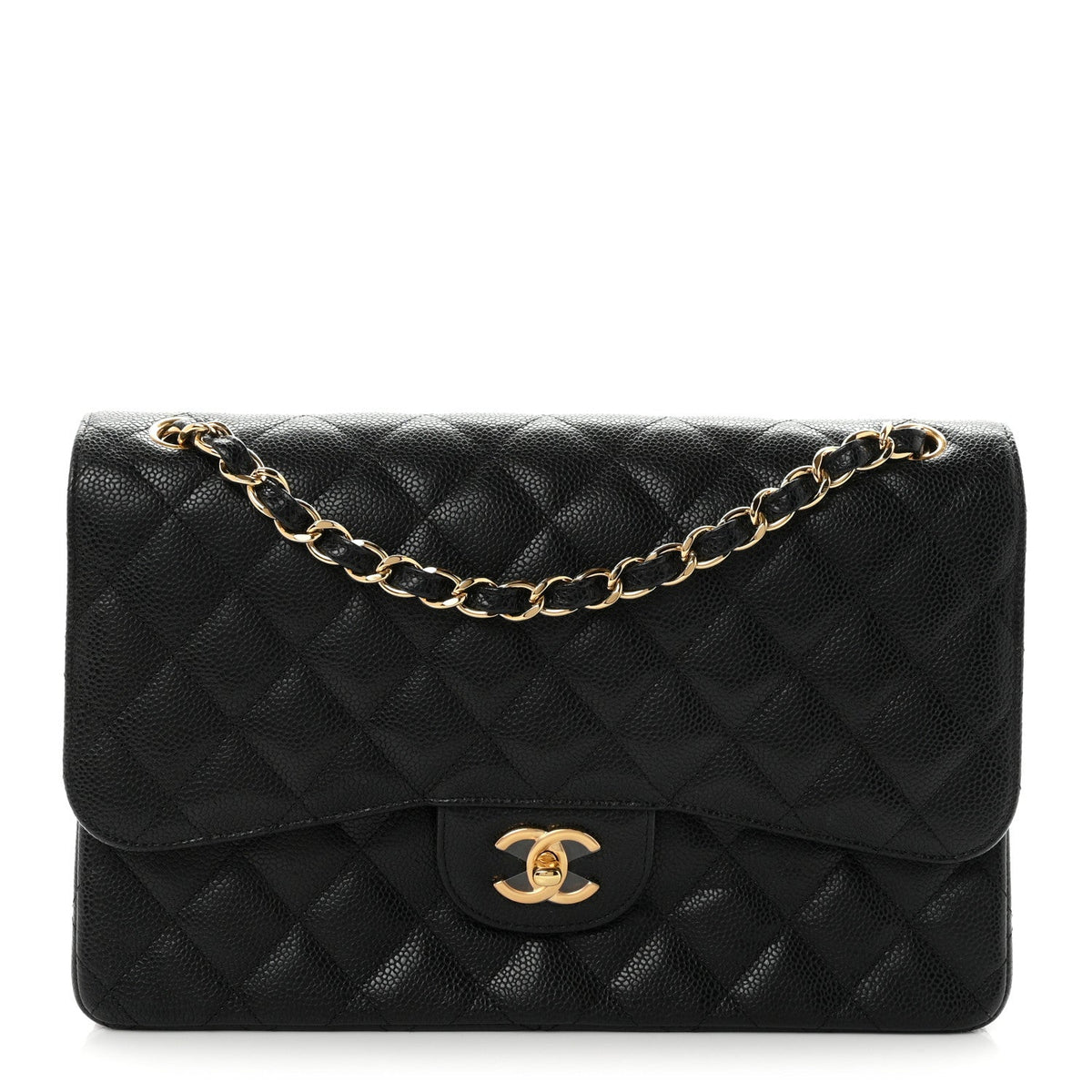 Caviar Quilted Jumbo Double Flap Black wholesalehk.shop