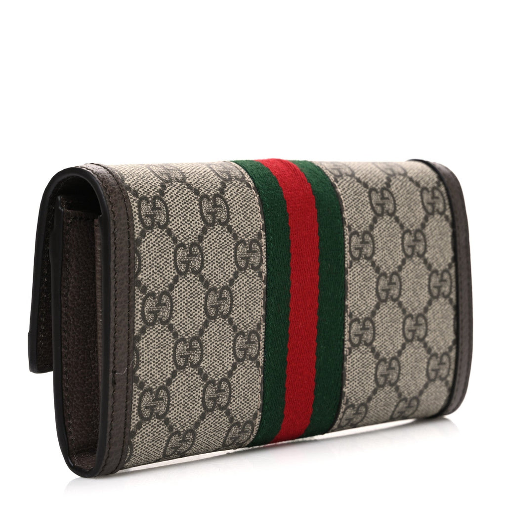 GG Supreme Monogram Web Ophidia Continental Wallet Brown wholesalehk.shop