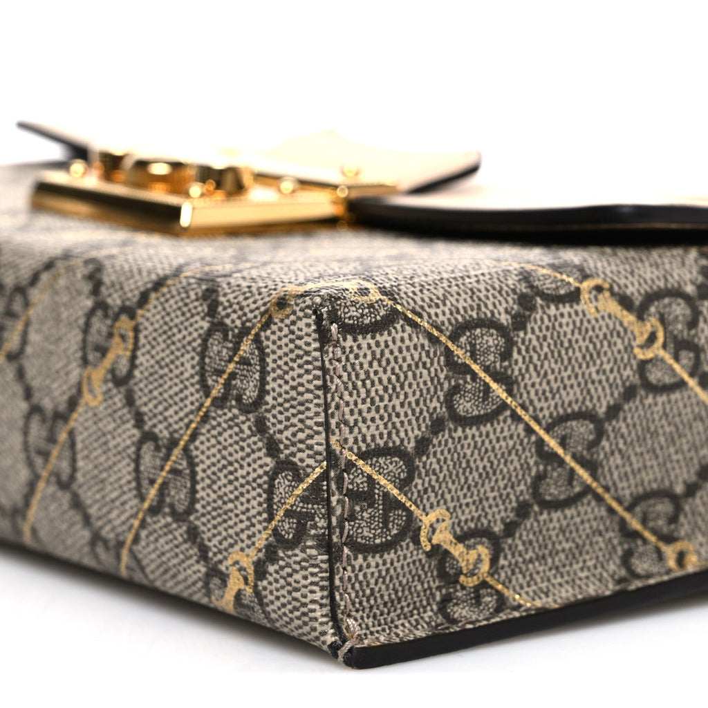 GG Supreme Monogram Calfskin Horsebit Print Mini Padlock Top Handle Shoulder Bag Beige Ebony Light Pink £¨ Direct shipment via from wholesalehk.shop