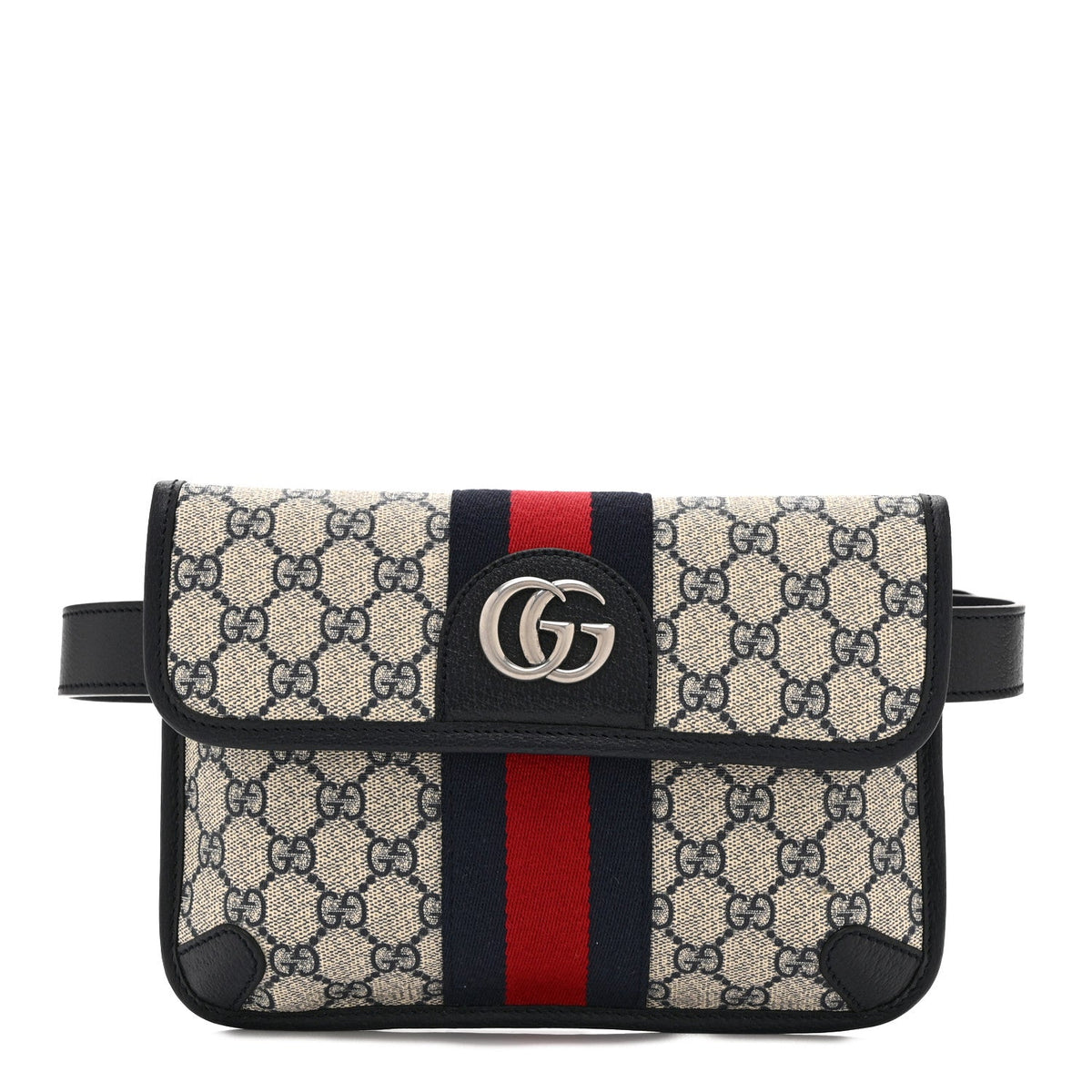 GG Supreme Monogram Web Small Ophidia Belt Bag 90 36 Beige Navy wholesalehk.shop