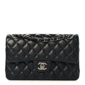 Iridescent Caviar Quilted Small Double Flap Black wholesalehk.shop
