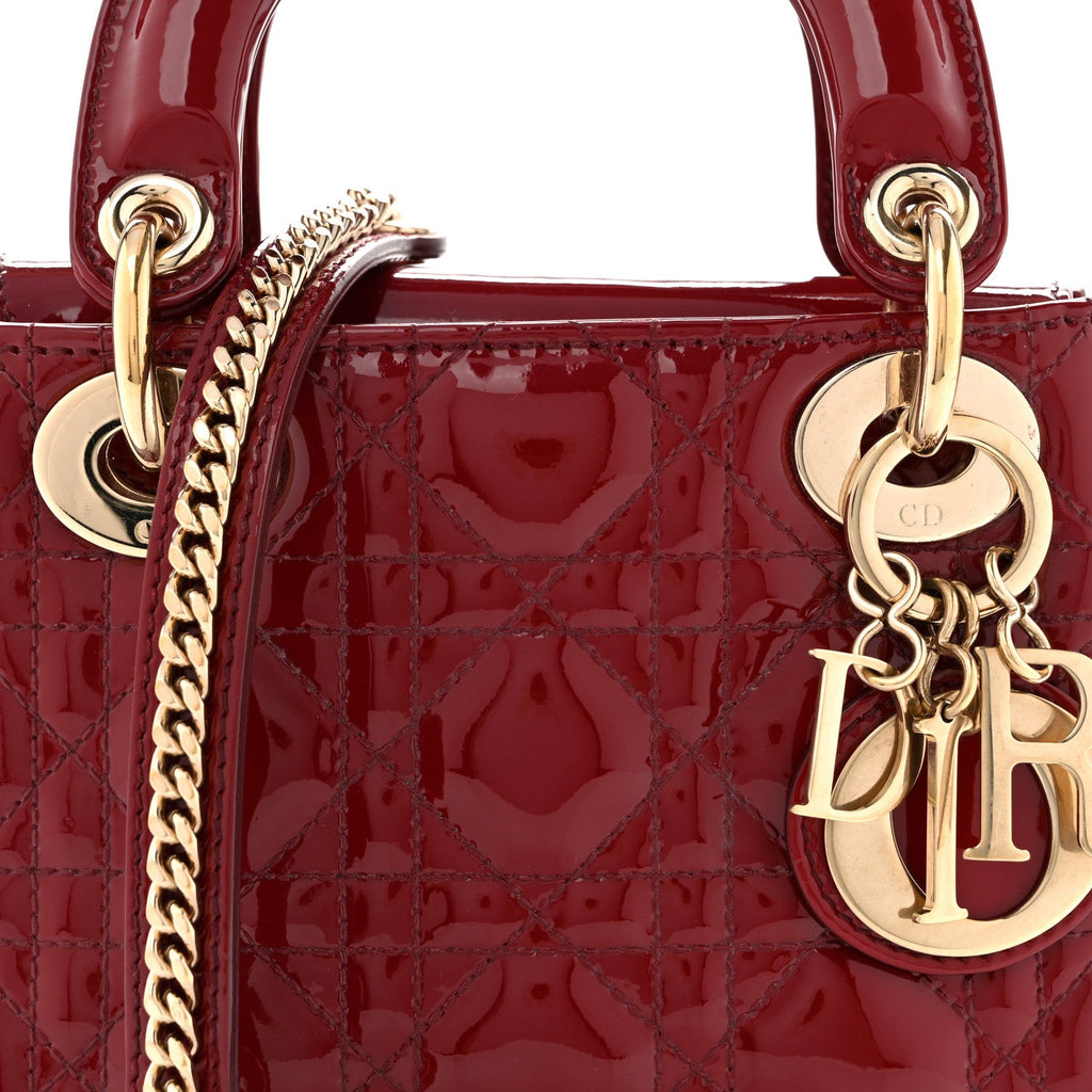 Patent Cannage Mini Lady Dior Red wholesalehk.shop