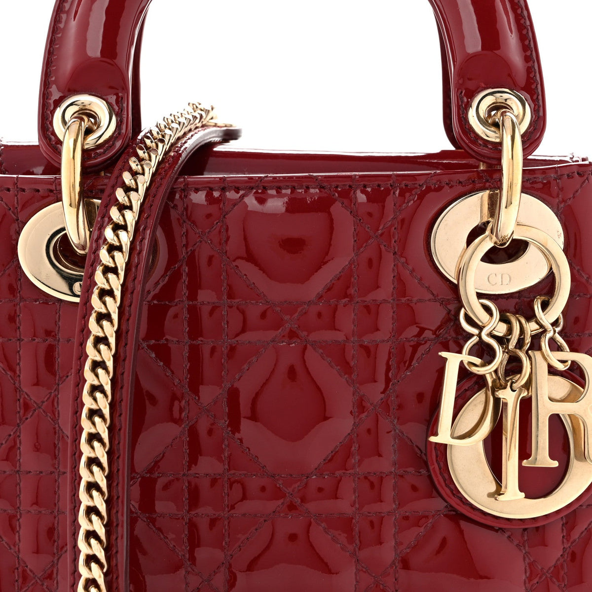 Patent Cannage Mini Lady Dior Red wholesalehk.shop