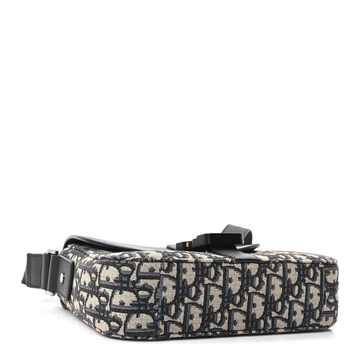 Oblique Jacquard Grained Calfskin Small Saddle Messenger Bag Beige Black wholesalehk.shop