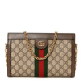 GG Supreme Monogram Web Small Ophidia Chain Shoulder Bag Brown wholesalehk.shop