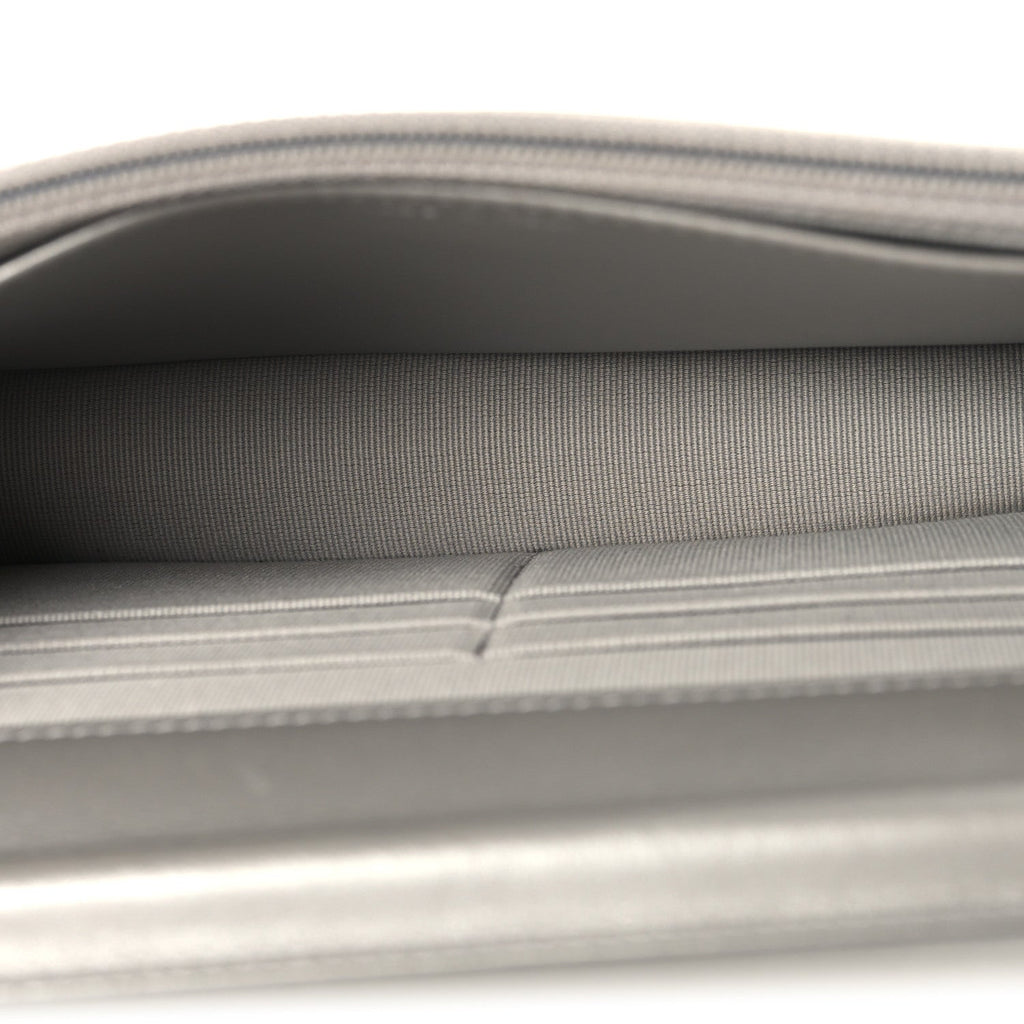 Metallic Crumpled Calfskin Quilted Flap Charm Wallet On Chain WOC Silver wholesalehk.shop