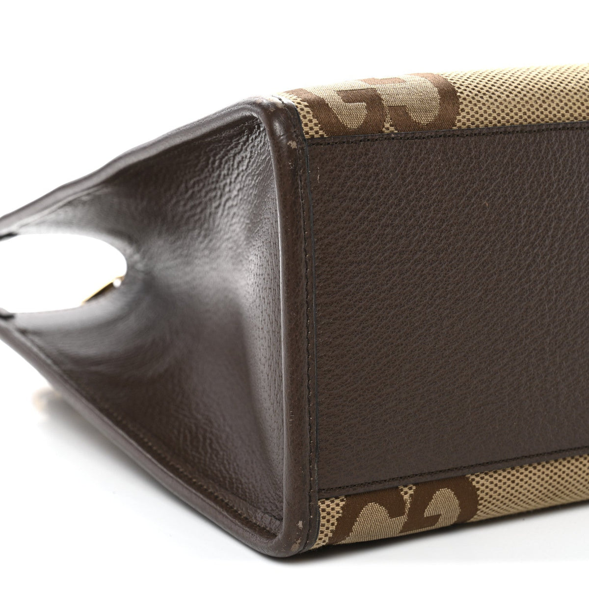 Monogram Jumbo GG Textured Dollar Calfskin Web Small Tote Bag Camel Ebony New Acero wholesalehk.shop