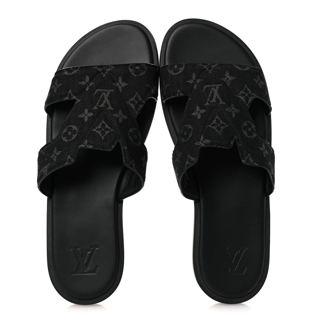 Monogram Denim Mens LV Oasis Mules 9.5 Black £¨ Direct shipment via from wholesalehk.shop