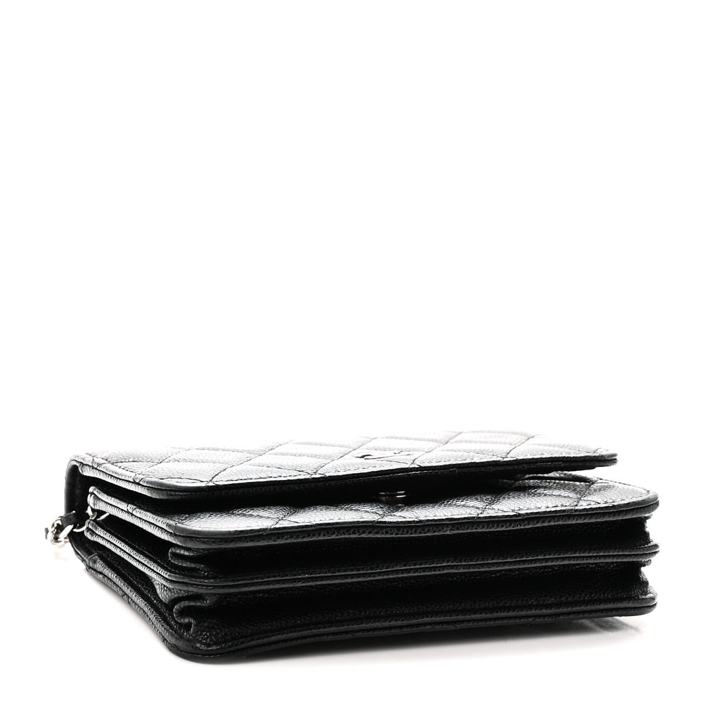 Caviar Quilted Mini Wallet On Chain WOC Black wholesalehk.shop