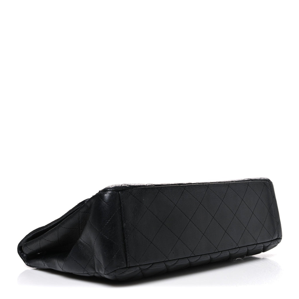 Lambskin Quilted Maxi Double Flap Black wholesalehk.shop
