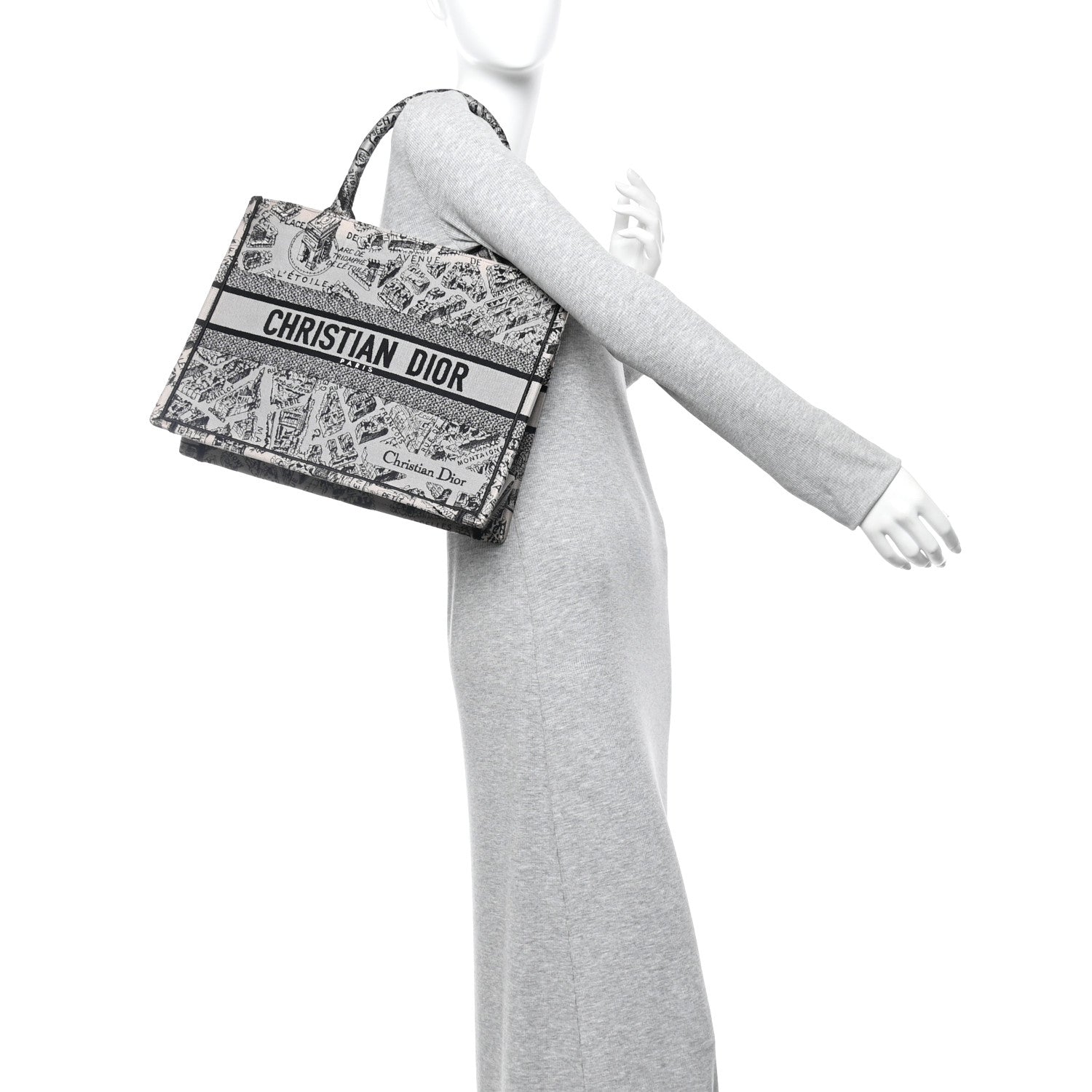 Canvas Embroidered Medium Plan De Paris Book Tote Grey Black £¨ Direct shipment via from wholesalehk.shop