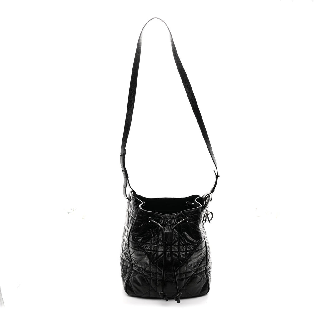 Crinkled Calfskin Macrocannage Medium D-Motion Bag Black wholesalehk.shop