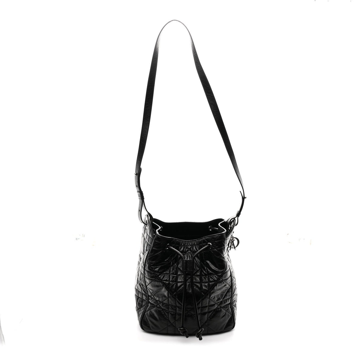 Crinkled Calfskin Macrocannage Medium D-Motion Bag Black wholesalehk.shop
