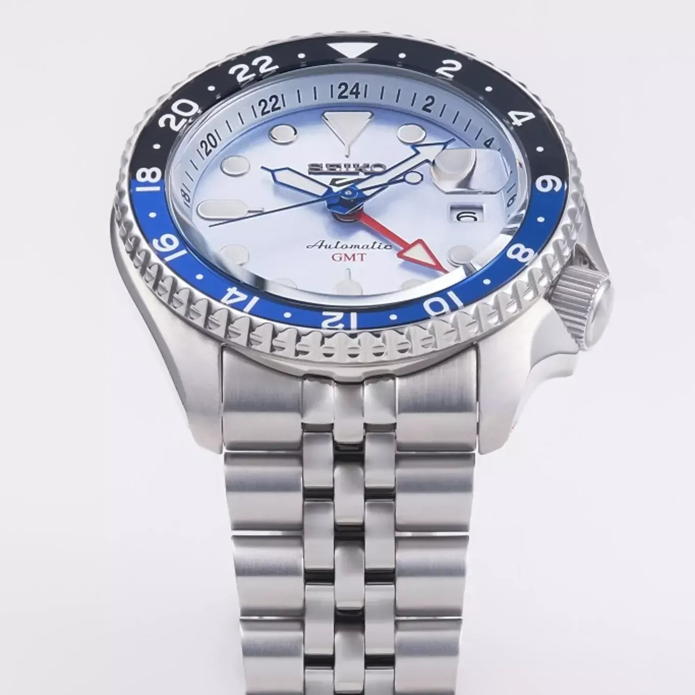 Seiko 5 Sports Automatic GMT SKX Sports Style Asia Exclusive Limited Edition Ice Blue Dial Silver Steel Strap Watch For Men - SSK029K1 wholesalehk.shop
