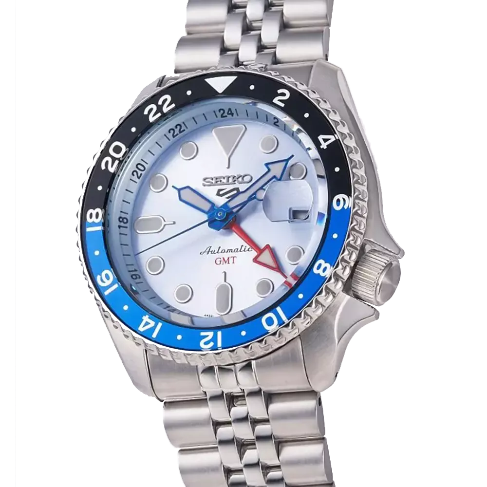 Seiko 5 Sports Automatic GMT SKX Sports Style Asia Exclusive Limited Edition Ice Blue Dial Silver Steel Strap Watch For Men - SSK029K1 wholesalehk.shop