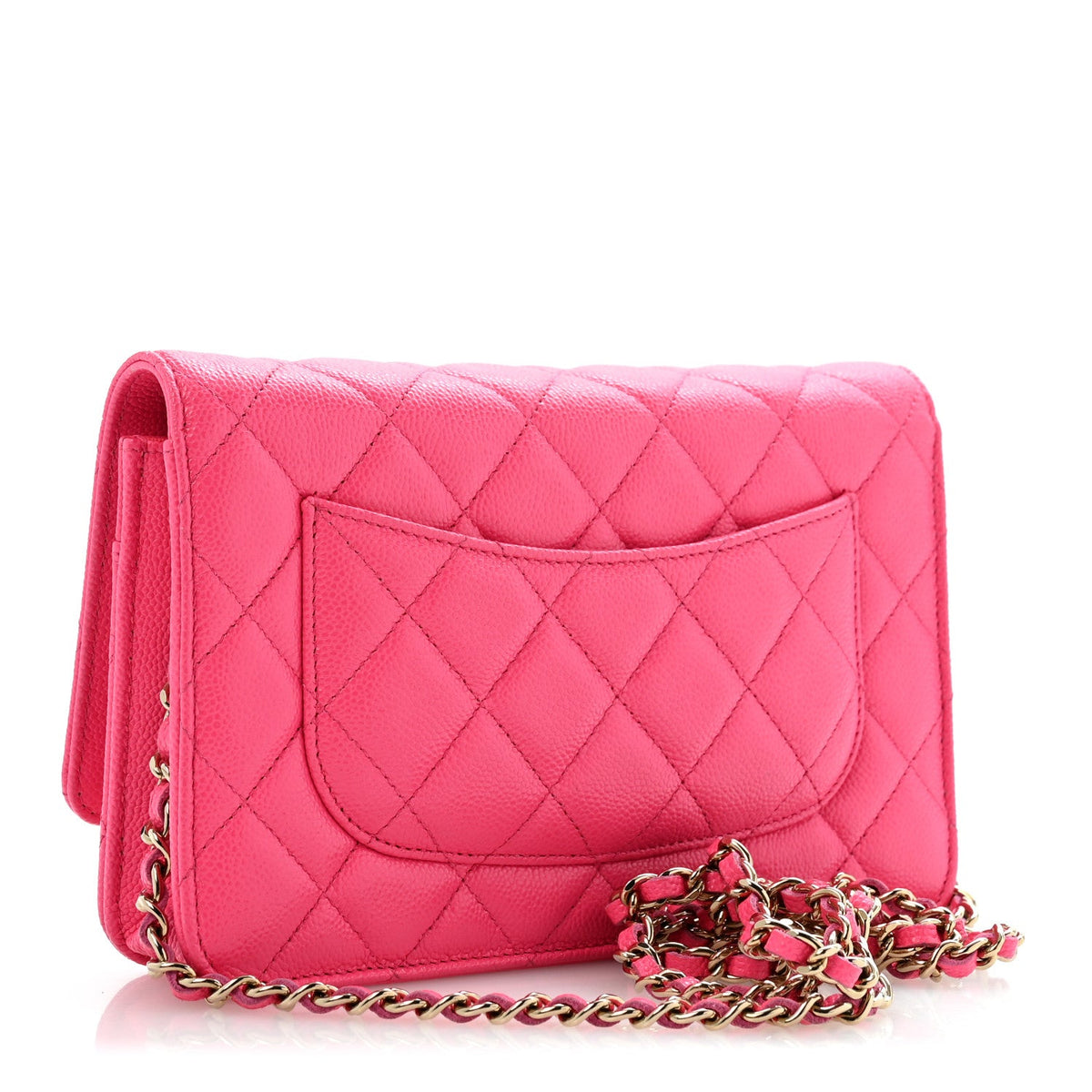 Caviar Quilted Wallet on Chain WOC Fuchsia wholesalehk.shop
