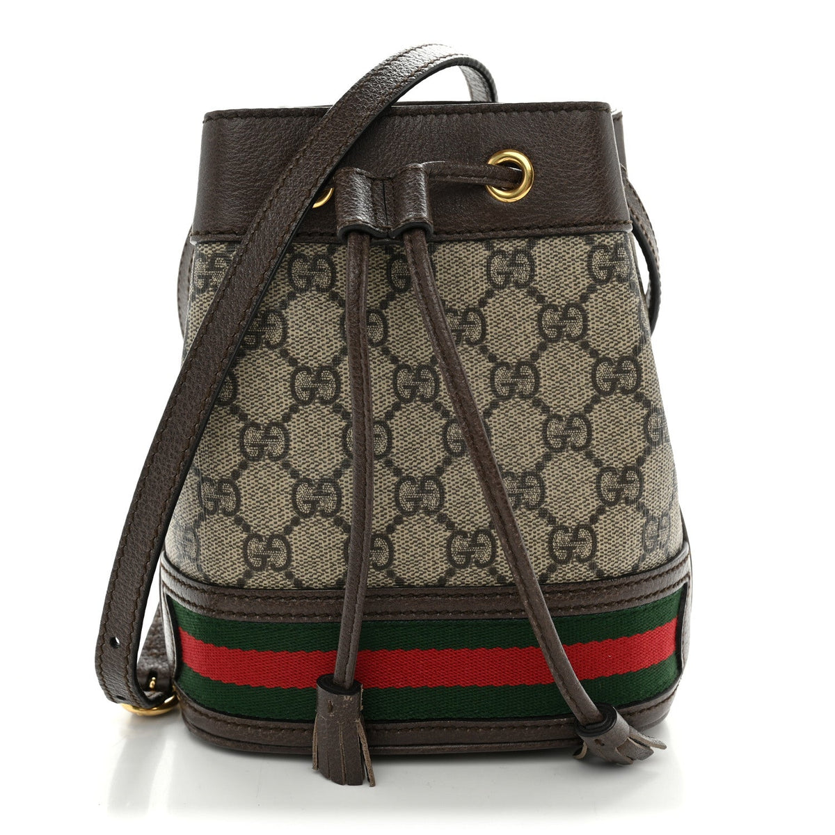 GG Supreme Monogram Web Mini Ophidia Bucket Bag Brown wholesalehk.shop