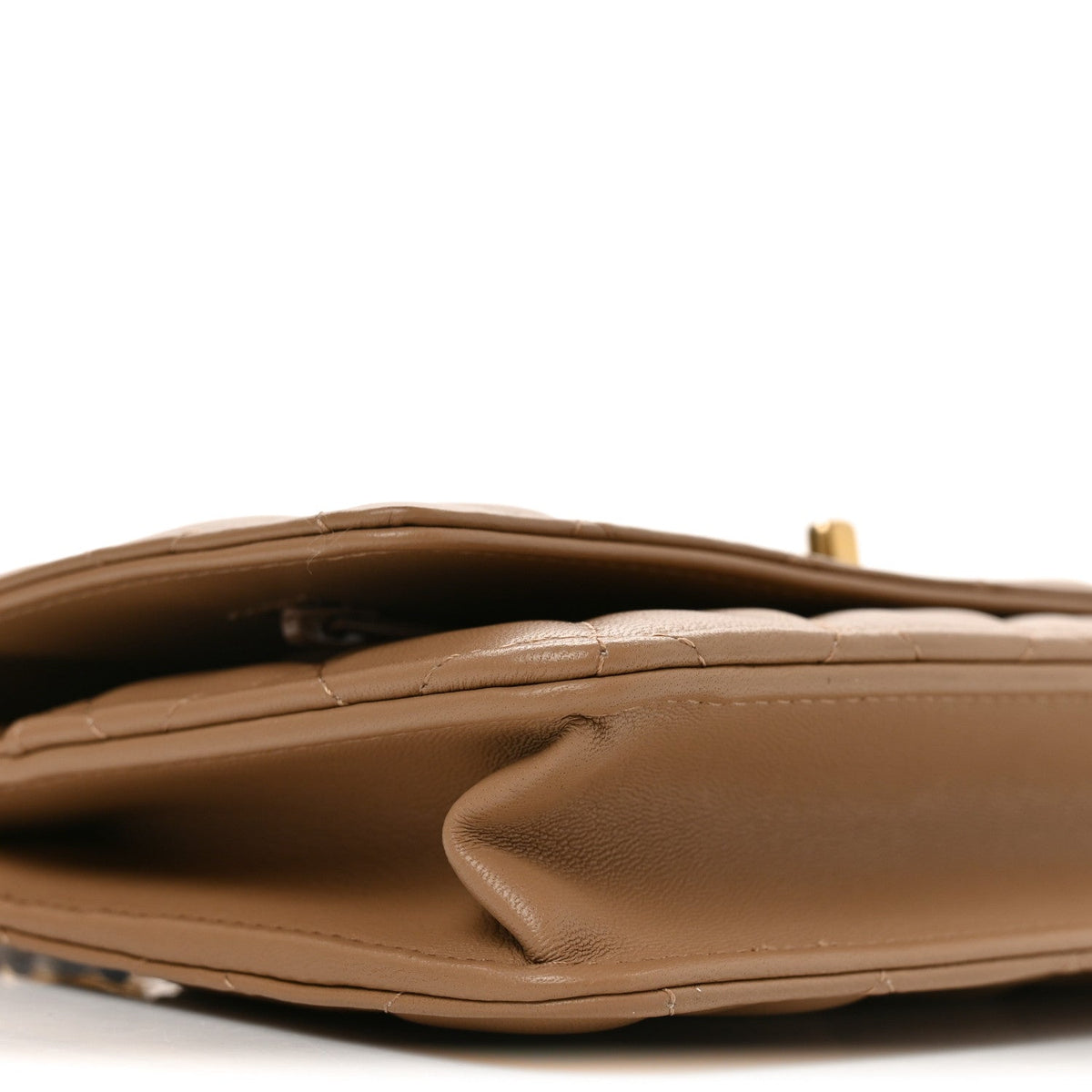 Lambskin Quilted CC Pearl Crush Wallet on Chain WOC Beige wholesalehk.shop
