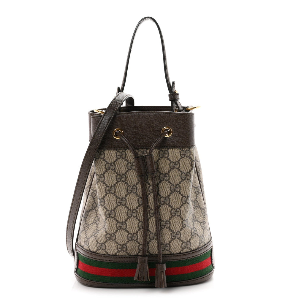 GG Supreme Monogram Web Small Ophidia Bucket Bag Brown wholesalehk.shop