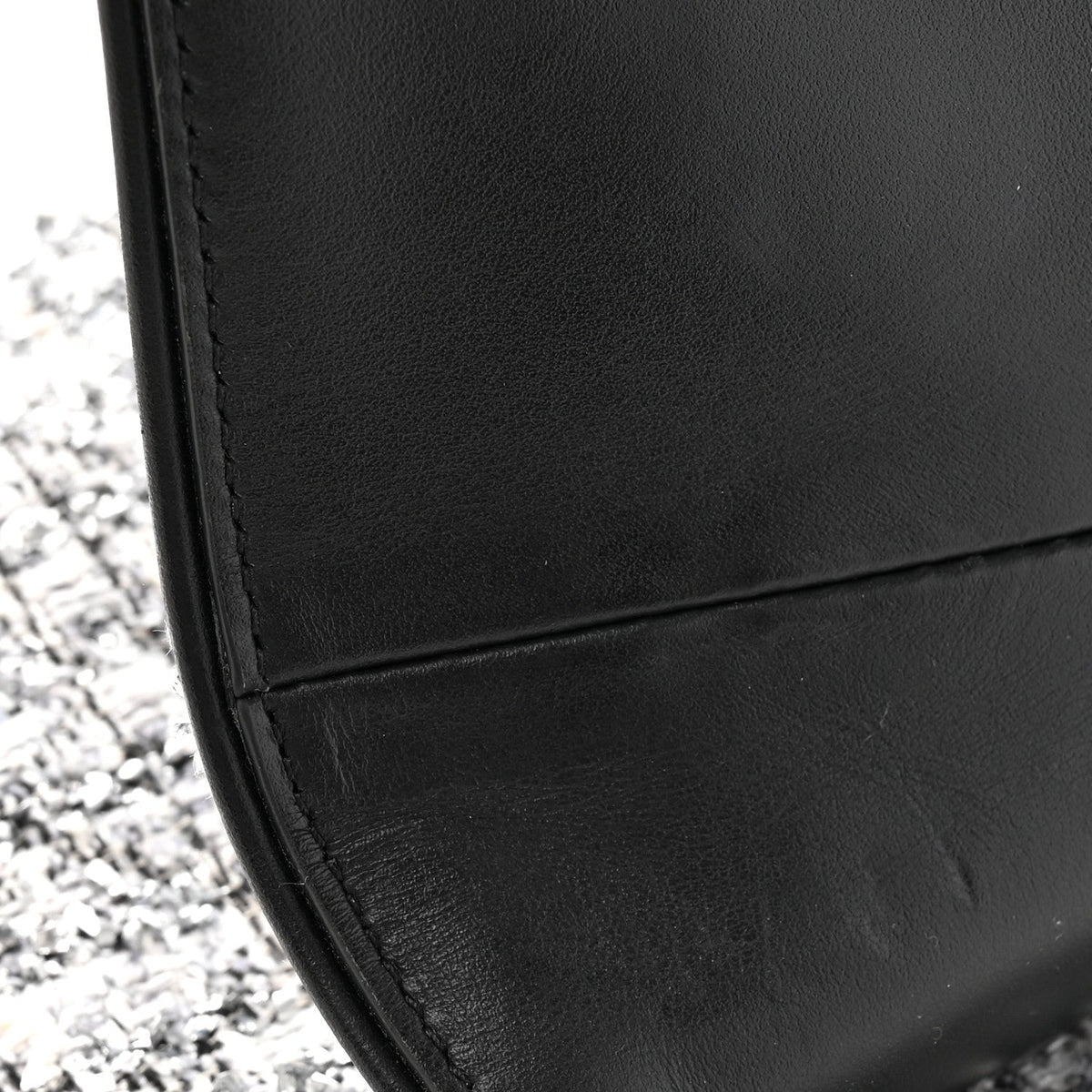 Tweed Saddle Crossbody Bag Black Silver wholesalehk.shop