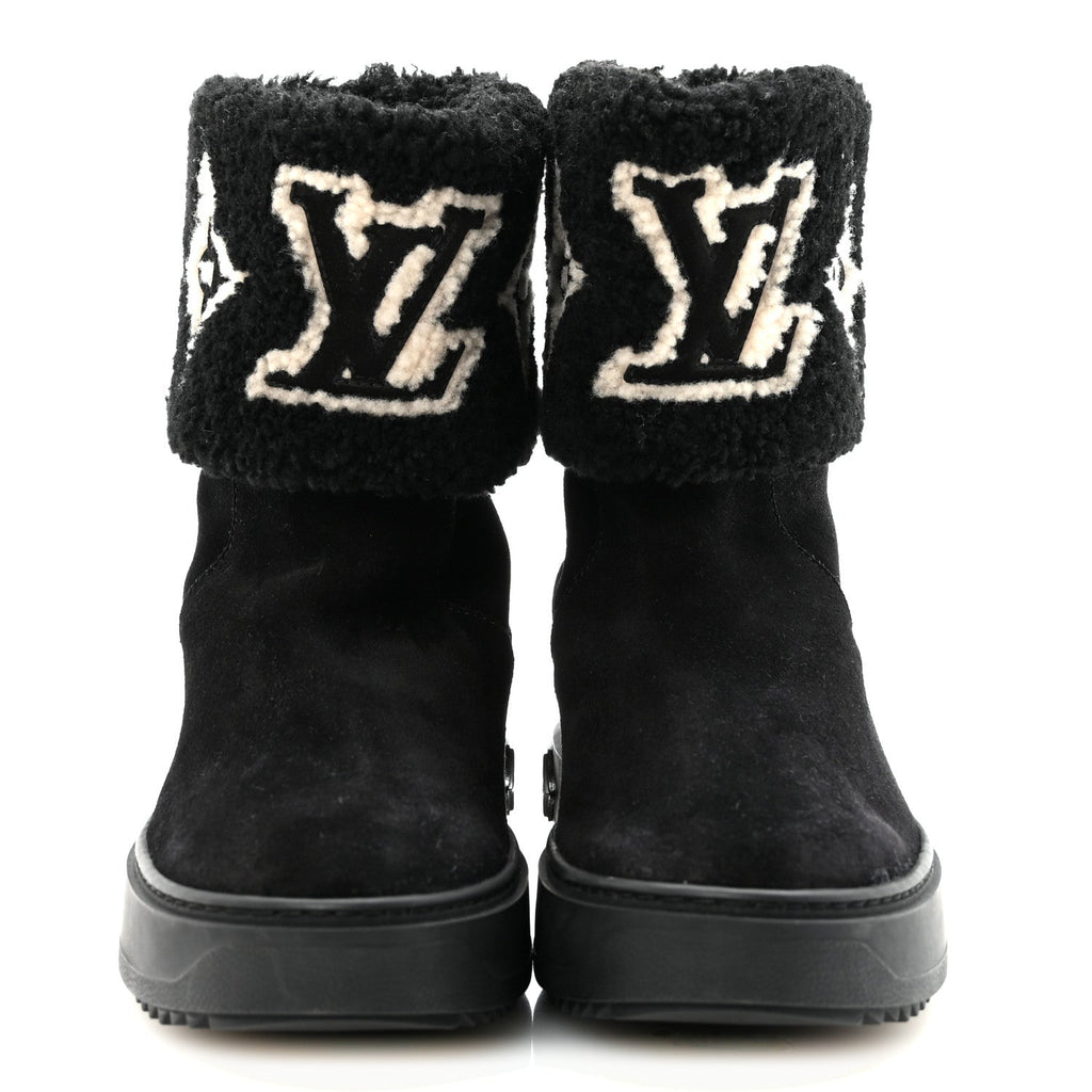 Suede Calfskin Shearling Snowdrop Flat Ankle Boot 37.5 Black £¨ Direct shipment via from wholesalehk.shop