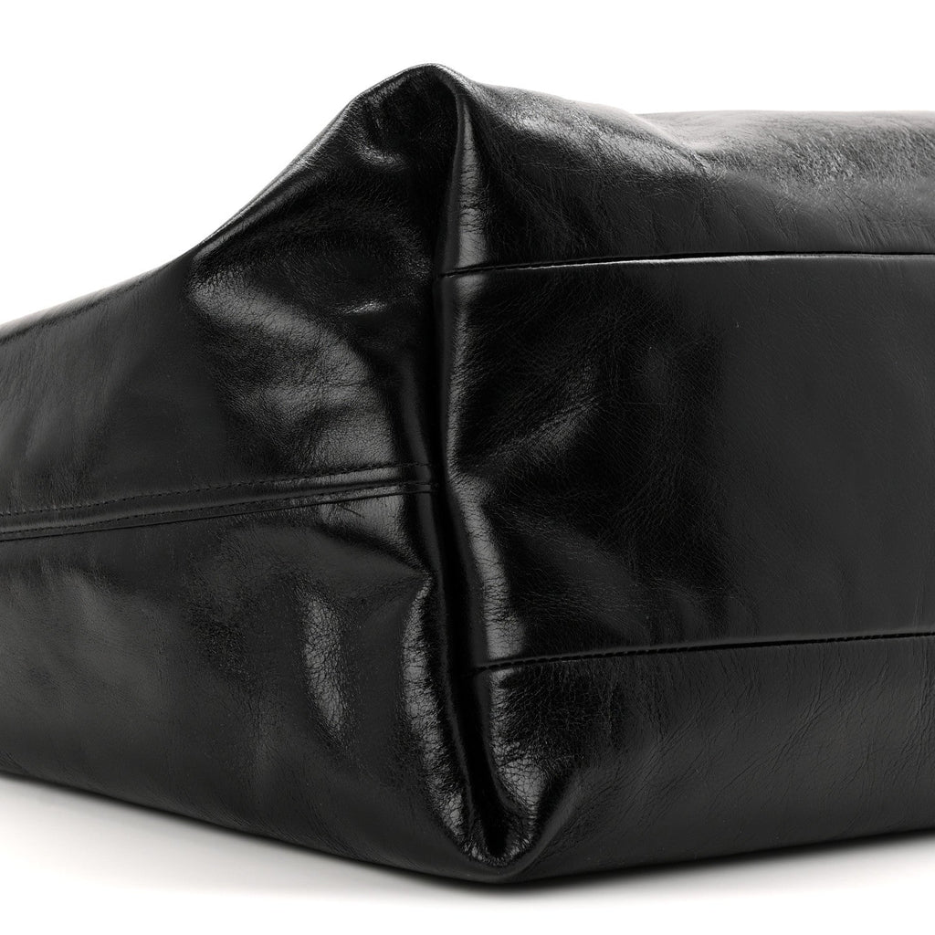 Soft Glossy Calfskin Large Giglio Tote Black wholesalehk.shop