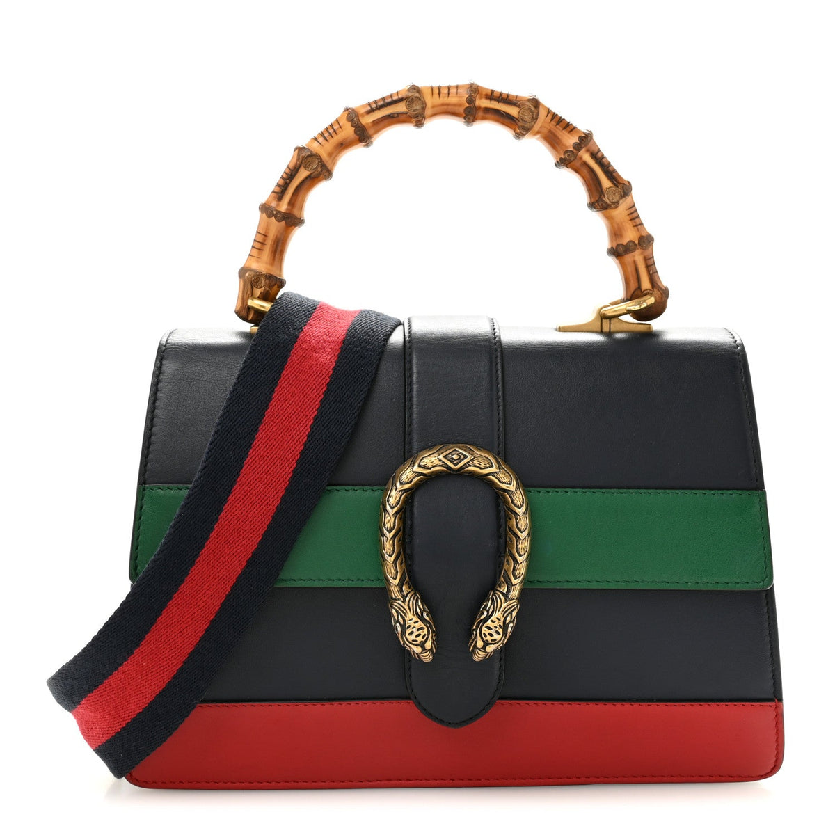 Moon Calfskin Bamboo Web Medium Dionysus Top Handle Bag Blue Emerald Hibiscus Red wholesalehk.shop