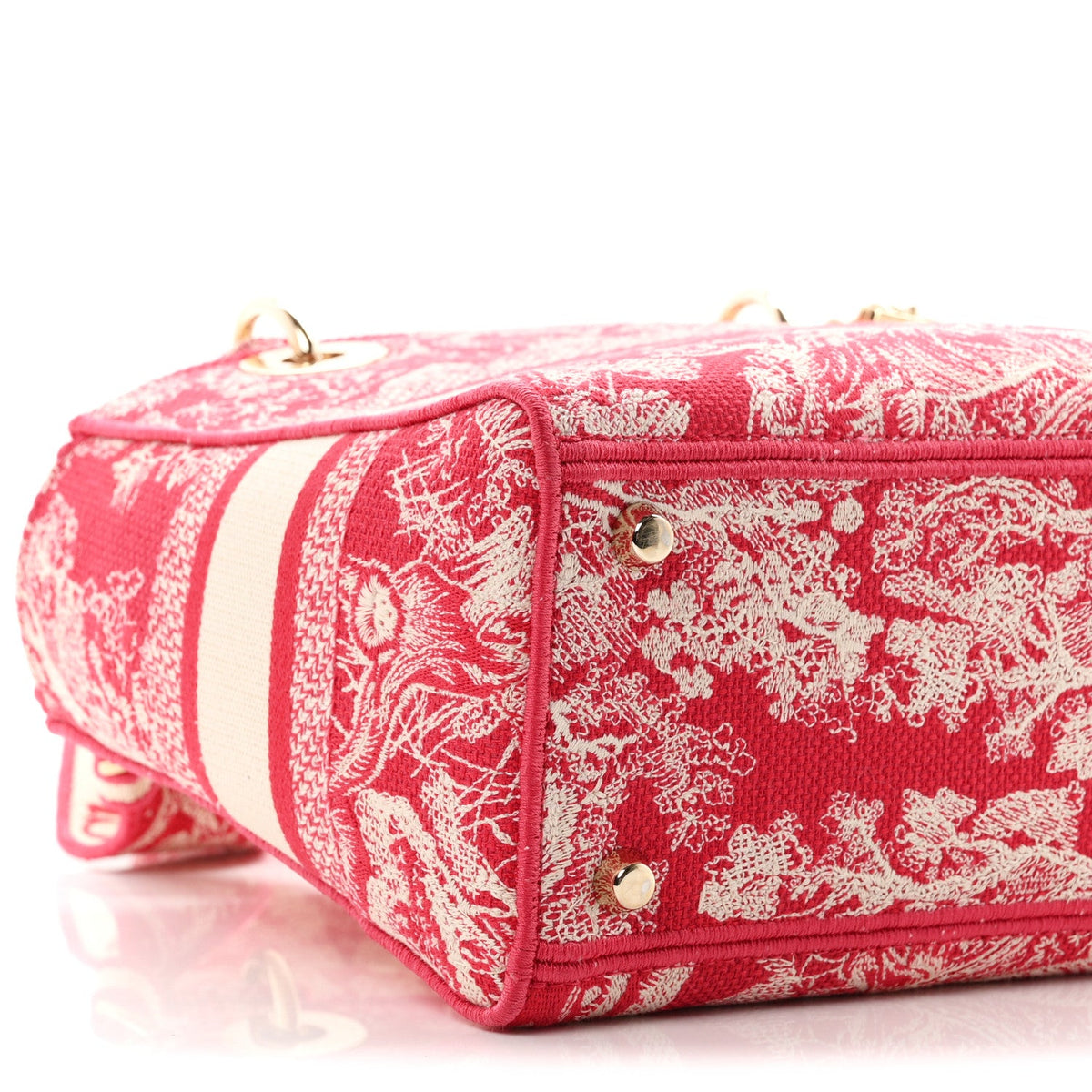 Canvas Toile De Jouy Reverse Embroidered Medium Lady D-Lite Red wholesalehk.shop