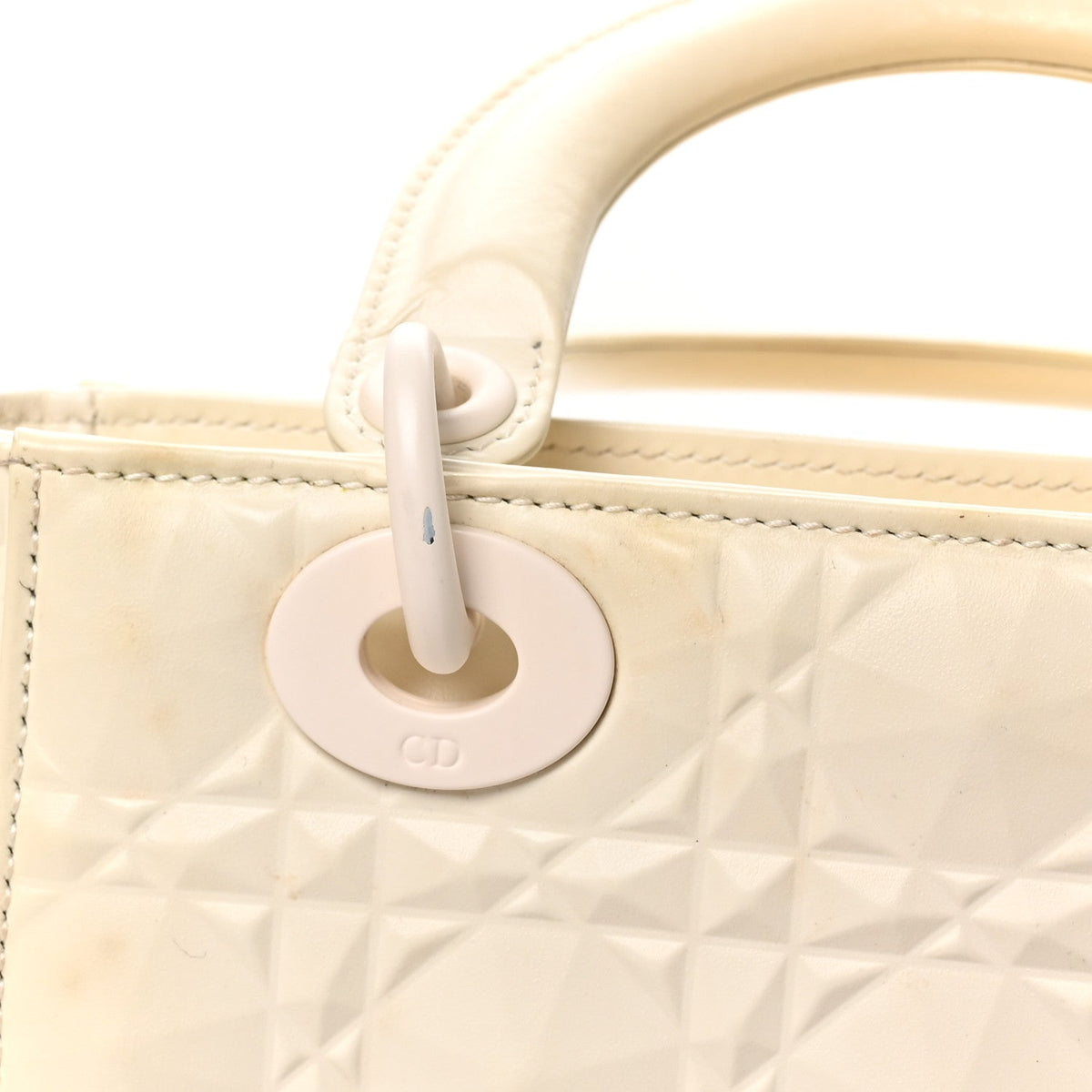 Calfskin Cannage Diamond Small My ABCDior Lady Dior White wholesalehk.shop