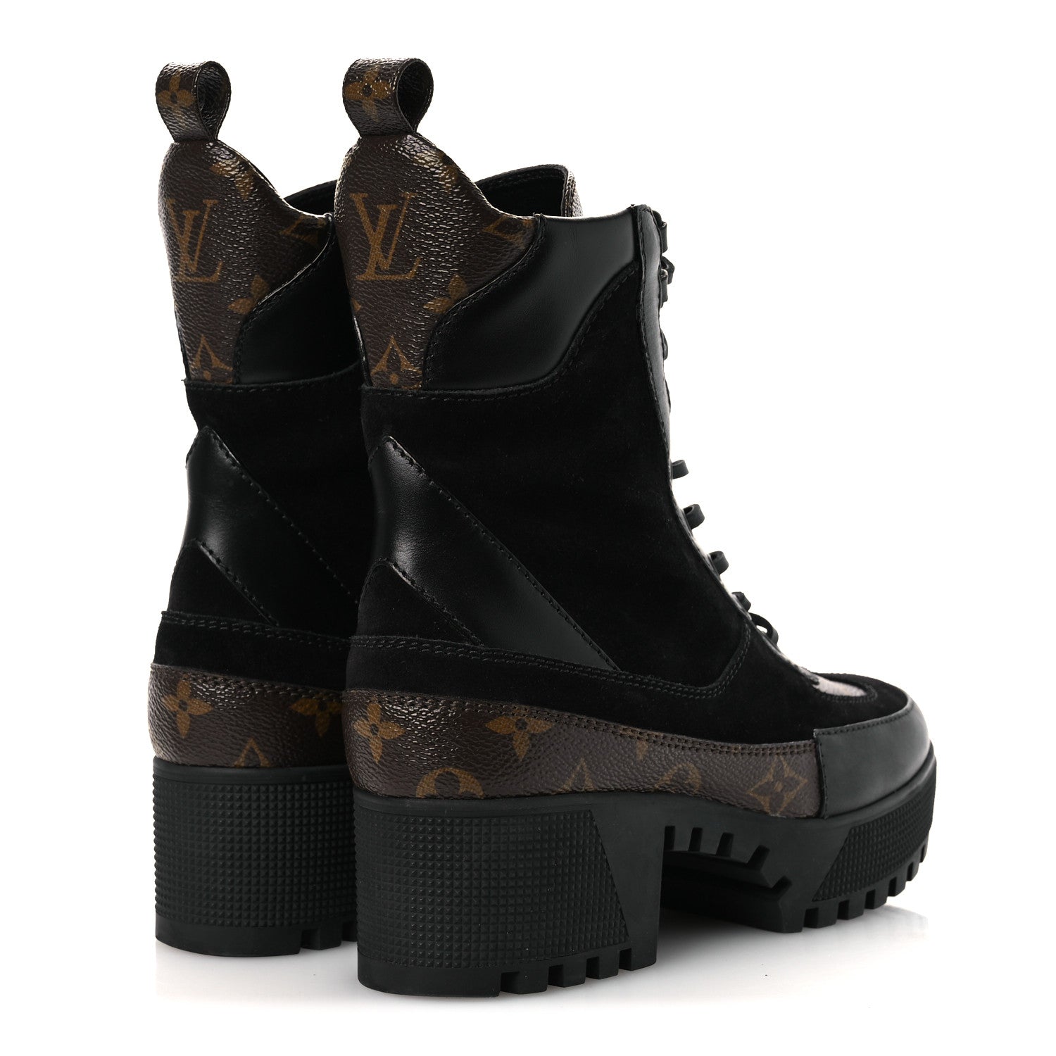 Suede Calfskin Monogram Laureate Platform Desert Boots 36 Black £¨ Direct shipment via from wholesalehk.shop