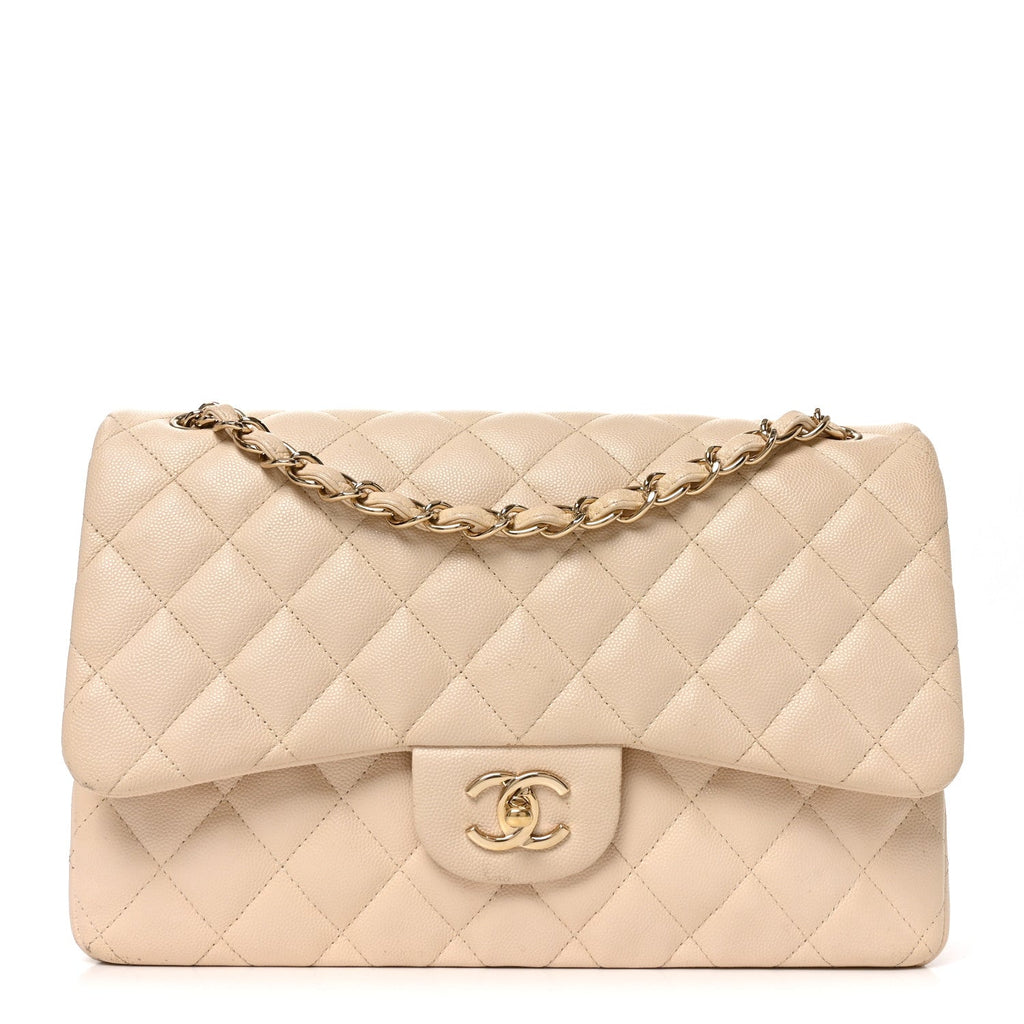 Caviar Quilted Jumbo Double Flap Beige Clair wholesalehk.shop