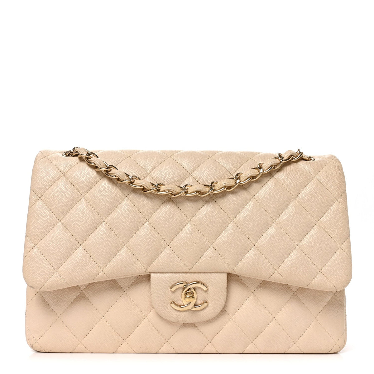 Caviar Quilted Jumbo Double Flap Beige Clair wholesalehk.shop