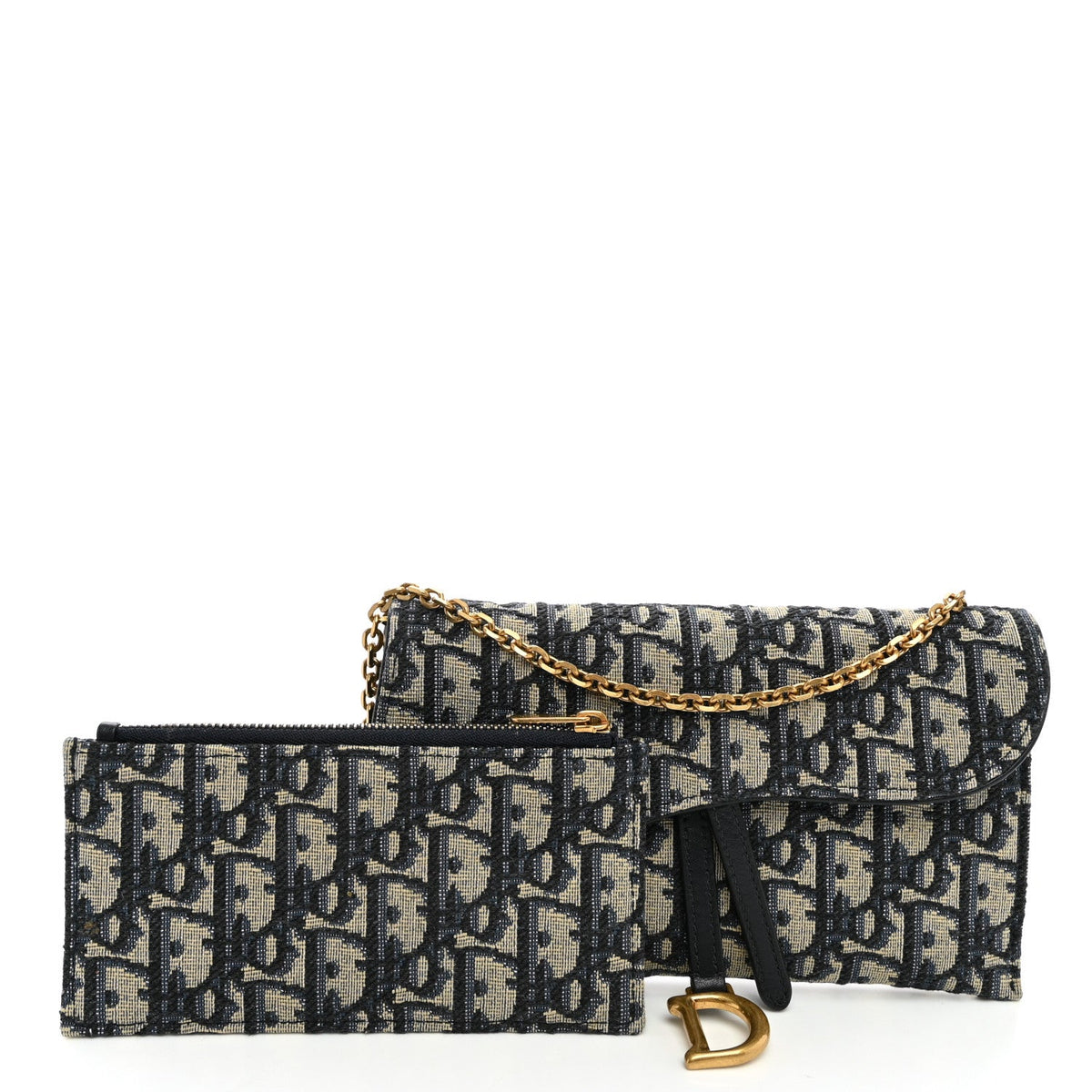 Oblique Saddle Chain Long Wallet Blue wholesalehk.shop