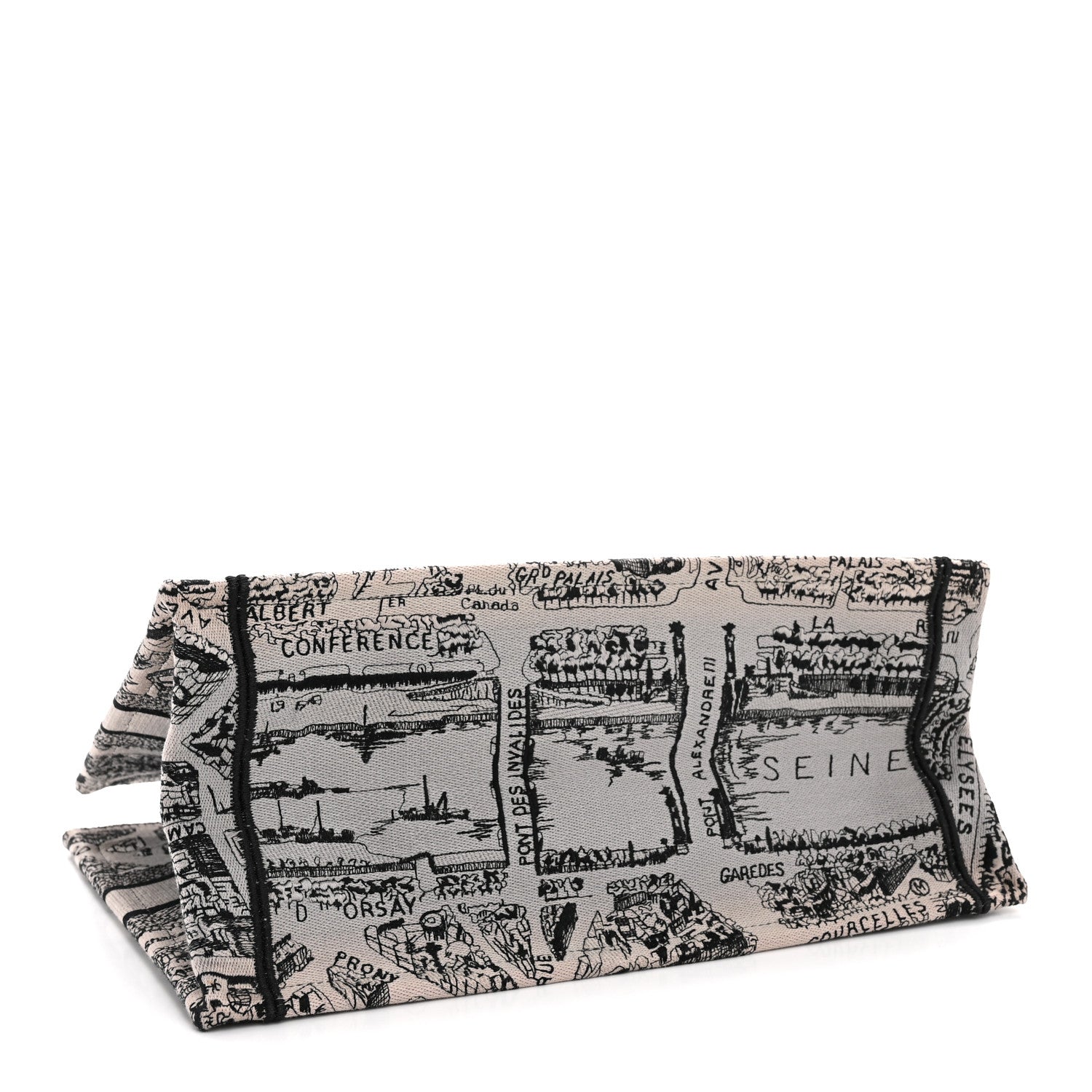 Canvas Embroidered Medium Plan De Paris Book Tote Grey Black £¨ Direct shipment via from wholesalehk.shop
