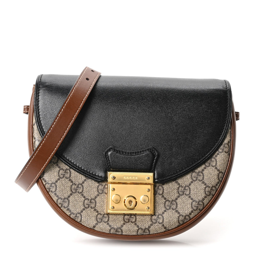 GG Supreme Monogram Calfskin Small Padlock Messenger Shoulder Bag Beige Black Cuir £¨ Direct shipment via from wholesalehk.shop