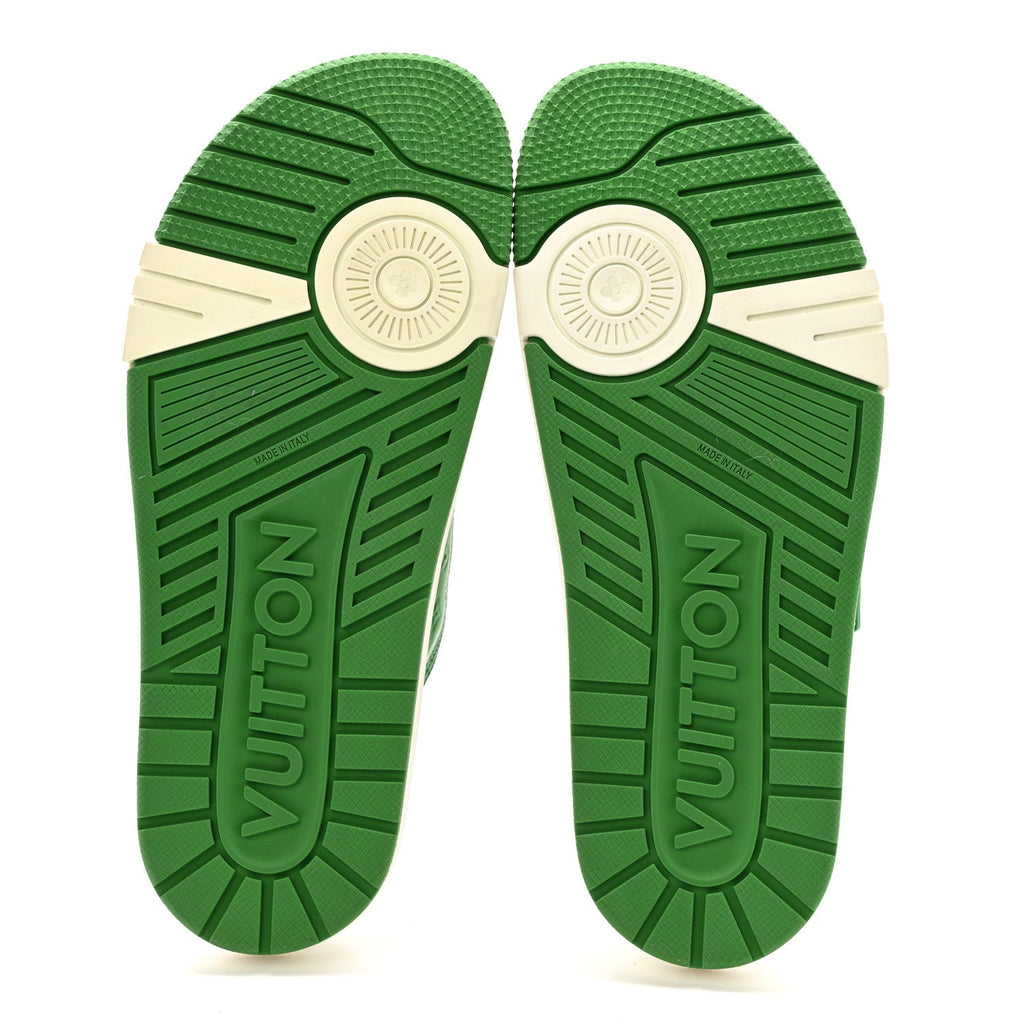 Calfskin Embossed Mens Script Trainer Mules 8 Green White £¨ Direct shipment via from wholesalehk.shop