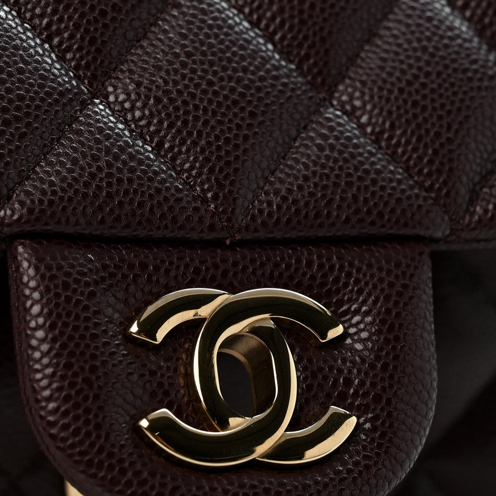 Caviar Quilted Medium Double Flap Dark Brown wholesalehk.shop