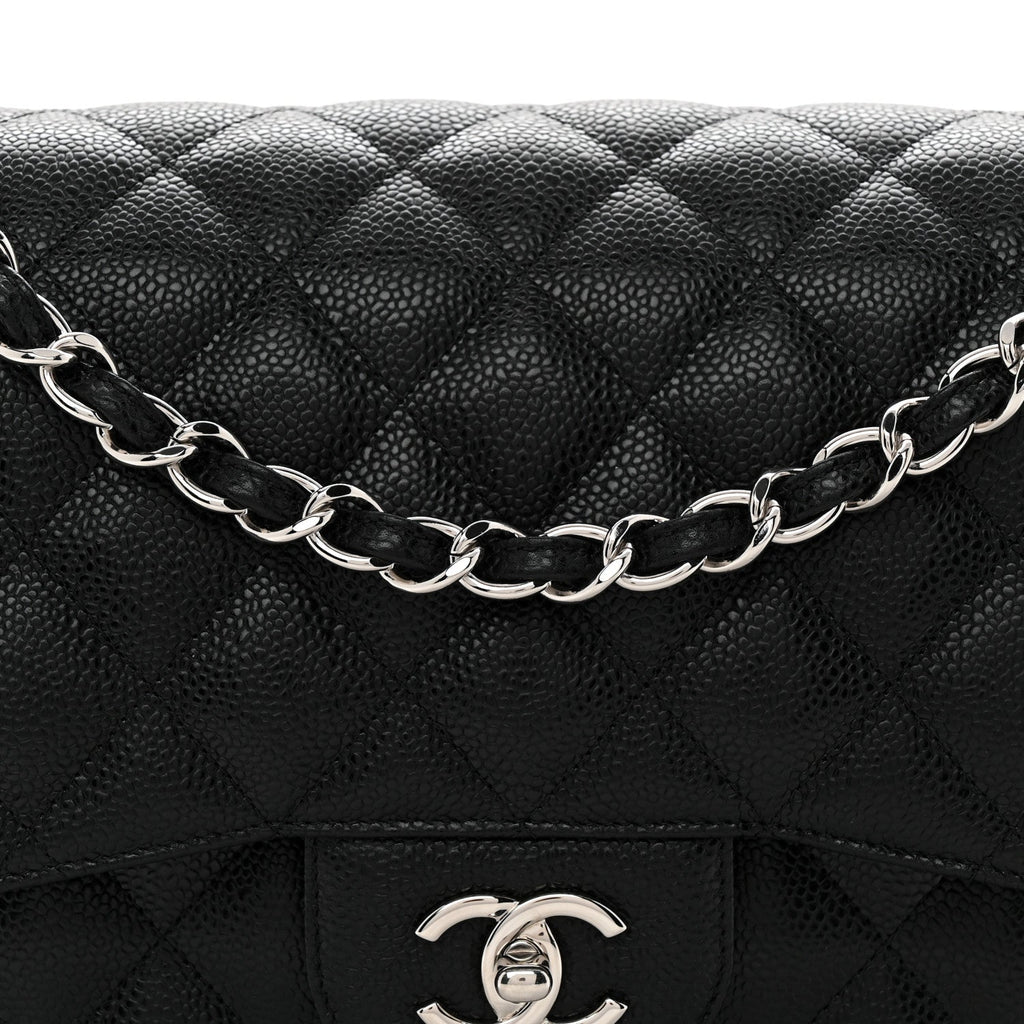 Caviar Quilted Jumbo Double Flap Black wholesalehk.shop